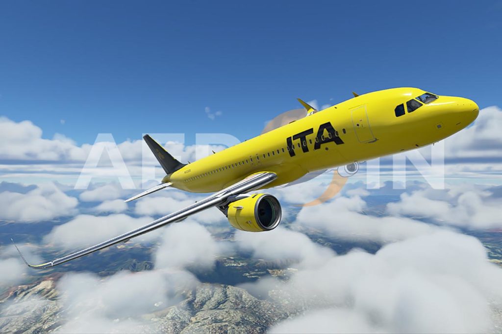 El avión reservado por IDA se ve en un vuelo de prueba en España